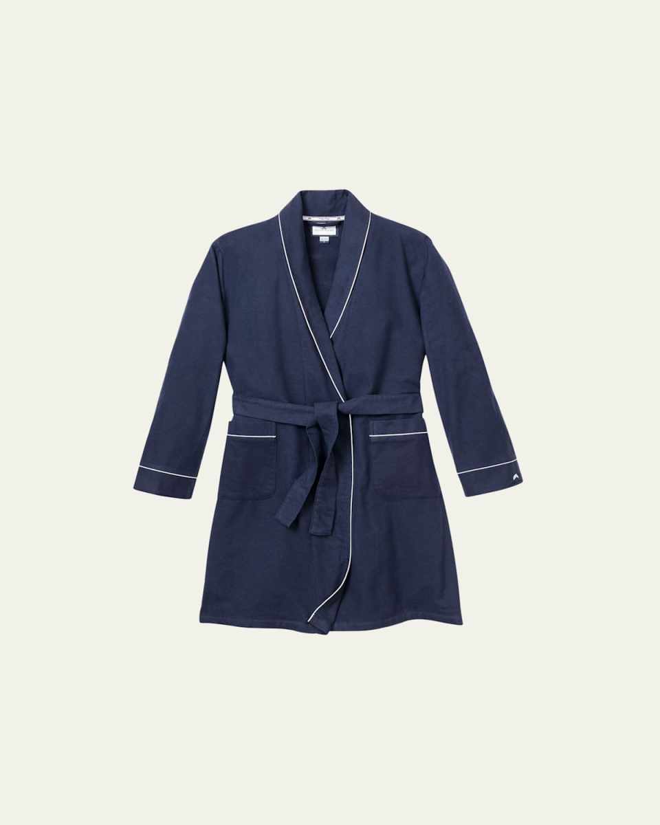 Flannel Contrast-Piping Robe, Size 2
